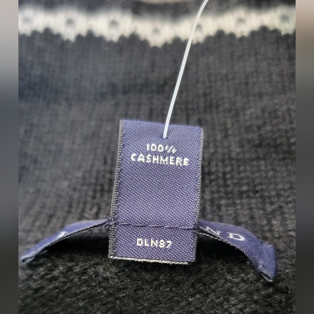 Lands' End 100% Cashmere 1/4 Zip Sweater Womens 18-20 Black /White Moc Neck NWOT - Picture 10 of 11